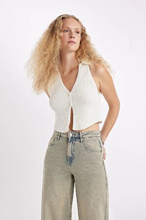 DeFacto Coool Slim Fit Dar Kesim Düğmeli Triko Yelek	 D3584AX24HSER103