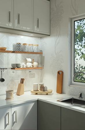 60 Cm Safir Meşe Mdf Uçan Duvar Rafı Gizli Bağlantı Kitaplık