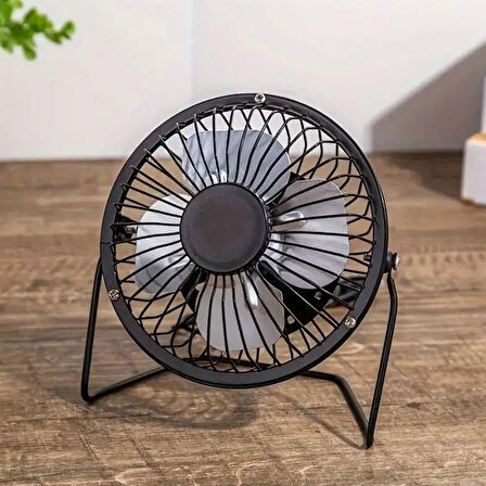 Masaüstü Metal Siyah Usb Fan Masa Üstü Vantilatör Serinletici Mini Vantilatör Fan Mini Klima 14cm
