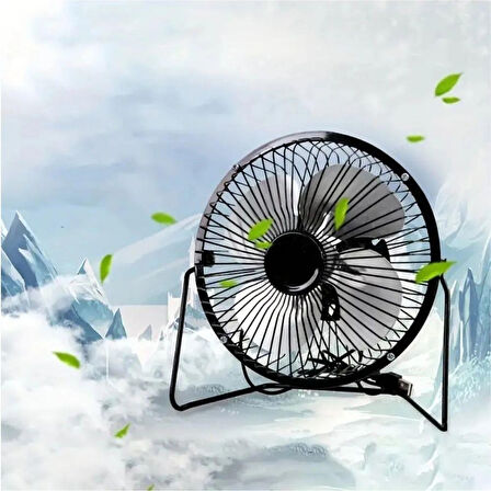 Masaüstü Metal Siyah Usb Fan Masa Üstü Vantilatör Serinletici Mini Vantilatör Fan Mini Klima 14cm