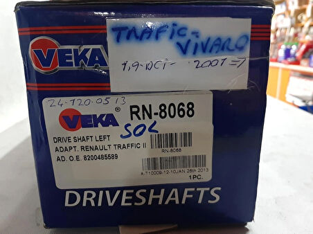  Komple ÖN AKS Sol Şoför Tarafı Renault Trafic II-OPEL VIVARO 1.9 DCI Dizel F9Q-1900 motor Dizel markası Veka RN8068
