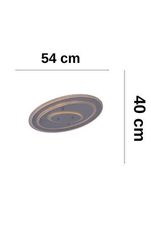 Geo Elips Pleksili 2 Katlı Krom Boyalı 3 Renkli Led Aydınlatmalı Plafonyer Avize