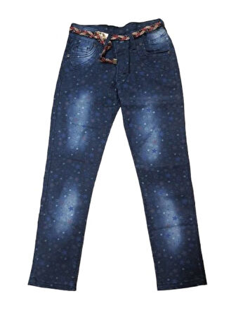 Pıtırık P01197 Çocuk Kız Çiçekli Baskılı Kot Pantolon