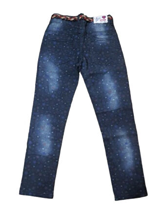 Pıtırık P01197 Çocuk Kız Çiçekli Baskılı Kot Pantolon