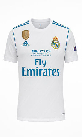 Real Madrid R02860 2018 Kiev Şampiyonlar Ligi Finali Cristiano Ronaldo Forması - Beyaz