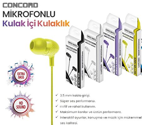 Concord Mikrofonlu Kulak İçi Kulaklık E1