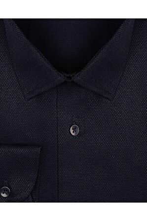 Süvari Rahat Kalıp Armür Desenli Cepli Siyah Erkek Gömlek