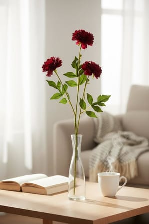 Yapay Çiçek Kasımpatı BORDO Uzun Dal 3 Çiçekli 77Cm
