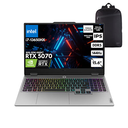 Lenovo LOQ i7 13650HX 64-GBDDR5 1 TBSSD RTX5070 (8GB-115W) 15.6" 144Hz FHD Windows 10 Pro + HMF Sırt Çantası 83JE00EWTRHMF38