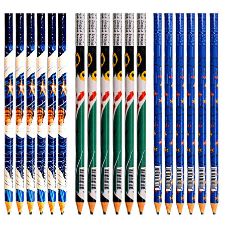 Gen-Of Pigui Karışık Desenler 18 Li Kurşun Kalem Seti