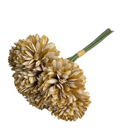 Yapay Çiçek Krizantem Kartopu Vizon Renk 7 Ayrı Tek Dal Demet