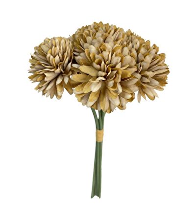 Yapay Çiçek Krizantem Kartopu Vizon Renk 7 Ayrı Tek Dal Demet