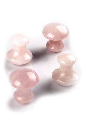 1Sen Art & Beauty Pembe Kuvars Gua Sha Mantar Masaj Taşı Yüz ve Göz Altı Masaj Aleti