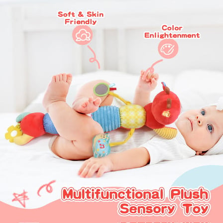Sevimli Tırtıl Aktivite Eğitici Müzikli Peluş Oyuncak 0-3 Yaş Unisex