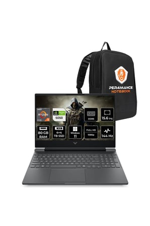 Victus 15 Ryzen AI 5-340 80GB 4TB+4TB SSD RTX5050/8GB 15.6" FHD 144Hz W11P Gaming Laptop & Çanta