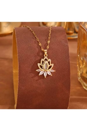 Kadın Kolye Zarif Lotus Kolye Kadın Altın Kaplama Kolye Alınacak En Özel Hediye P289S3871, 45 cm