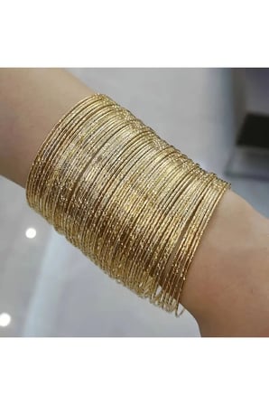 Kadın Bilezik Lisa 3 Adet 14K Altın Kaplama Gül Altın Renk Ajda Bilezik Set