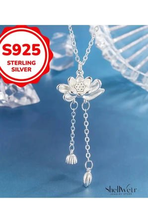 Kadın Kolye Pink Lady Lotus Kadın Kolye Gümüş Kaplama Zincir Şık Hediyelik