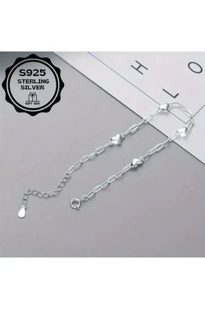 Heart Chain Kalpli 925 Ayar Gümüş Kadın Bileklik | Zarif & Minimal Tasarım | Anlamlı Hediye