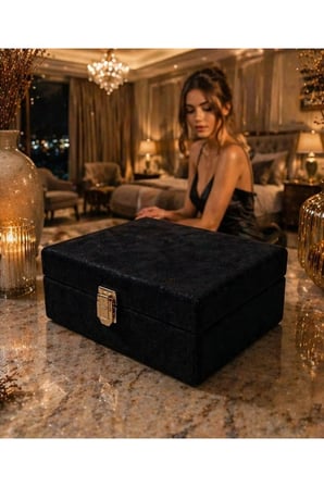 Hilton takı kutusu, şıklığı ve geniş tasarımıyla lüks kumaş kullanılarak üretilmiş bir takı organize P316S1066, one size