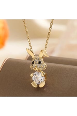 Thumper Luxury Bunny Kadın Kolye | Taşlı Altın Kaplama | Zarif & Sevimli Tasarım| Özel kutulu