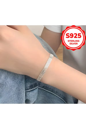Kadın Bileklik Milano Kadın Bileklik 925 Ayar Gümüş Hasır Model Şık Bileklik P255S6384, 17-19