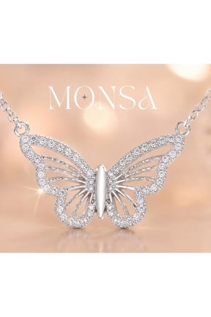 Monsa 925 Ayar Gümüş Kelebek Kolye Sevgiliye verilecek en güzel hediye