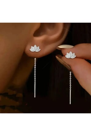 Lily Lotus Minimal Kadın Küpe | Gümüş Tasarım | Zarif & Şık Hediye| Özel Kutulu P291S1261, one size