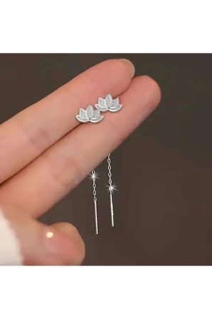 Lily Lotus Minimal Kadın Küpe | Gümüş Tasarım | Zarif & Şık Hediye| Özel Kutulu P291S1261, one size