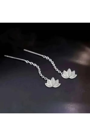 Lily Lotus Minimal Kadın Küpe | Gümüş Tasarım | Zarif & Şık Hediye| Özel Kutulu P291S1261, one size