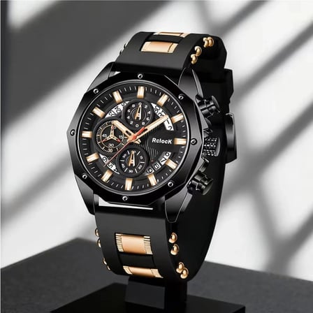 Iron Black Erkek Kol Saati | Siyah Rose Gold Detaylı | Şık & Modern Tasarım | Hediyelik