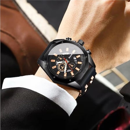 Iron Black Erkek Kol Saati | Siyah Rose Gold Detaylı | Şık & Modern Tasarım | Hediyelik