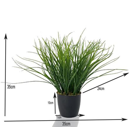Yapay Çiçek Grass Saz Yapay Bitki Siyah Plastik Saksılı Dekoratif Süs Çiçeği