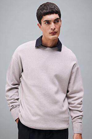 DeFacto Relax Fit Bisiklet Yaka Basic Düz Triko Kazak A8449AX23WNBG684