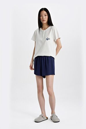 DeFacto Regular Fit Dokuma Pijama Altı-Fall in Love B8688AX24SMNV31