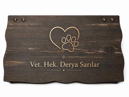 Kişiye Özel isim Yazılı Veteriner Hekim Stetoskop Seti I Termometre ve Göz Kalemli Ahşap Hediye Kutusu
