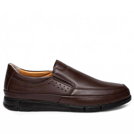 İçi Dışı Hakiki Deri Ortapedik Anotomik Taban Confort Erkek Klasik Bağcıksız Ayakkabı Tarz1096