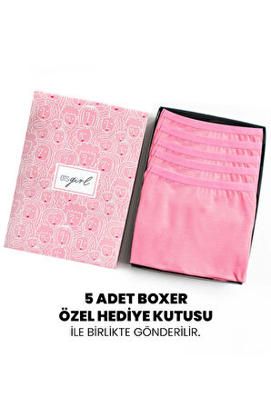 Öts Premium 5’li Kız Çocuk Boxer - Hediye Kutulu, Pamuklu Kumaş, Ultra Yumuşak, Esnek Kalıp, Etikets