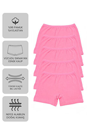 Öts Premium 5’li Kız Çocuk Boxer - Hediye Kutulu, Pamuklu Kumaş, Ultra Yumuşak, Esnek Kalıp, Etikets