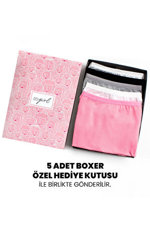 Öts Premium 5’li Kız Çocuk Boxer - Hediye Kutulu, Pamuklu Kumaş, Ultra Yumuşak, Esnek Kalıp, Etikets