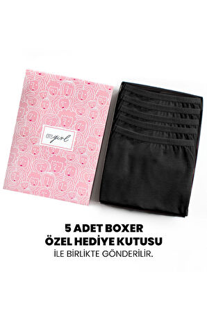 Öts Premium 5’li Kız Çocuk Boxer - Hediye Kutulu, Pamuklu Kumaş, Ultra Yumuşak, Esnek Kalıp, Etikets