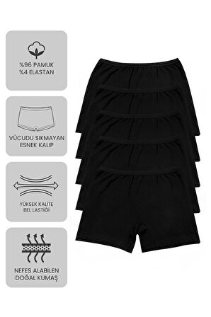 Öts Premium 5’li Kız Çocuk Boxer - Hediye Kutulu, Pamuklu Kumaş, Ultra Yumuşak, Esnek Kalıp, Etikets