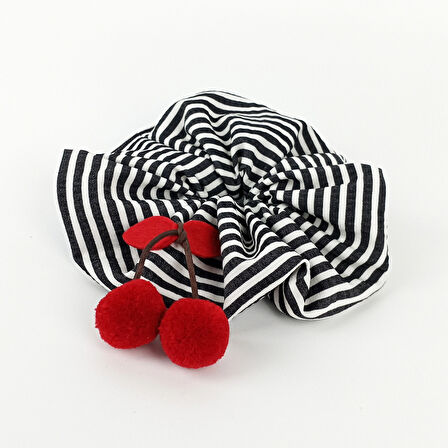 Woodycord El Yapımı Kiraz Detaylı Scrunchie Saç Tokası