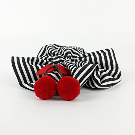 Woodycord El Yapımı Kiraz Detaylı Scrunchie Saç Tokası