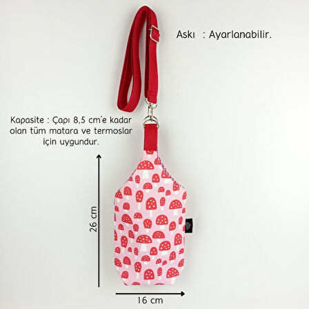 Woodycord 1 Litrelik El Yapımı U Model Mantar Desenli Matara Kılıfı