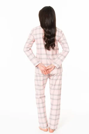 Kadın Uzun Kollu Kareli Gömlek Pijama Takımı S26168 NEFES ALABİLEN KUMAŞ RAHAT KESİM