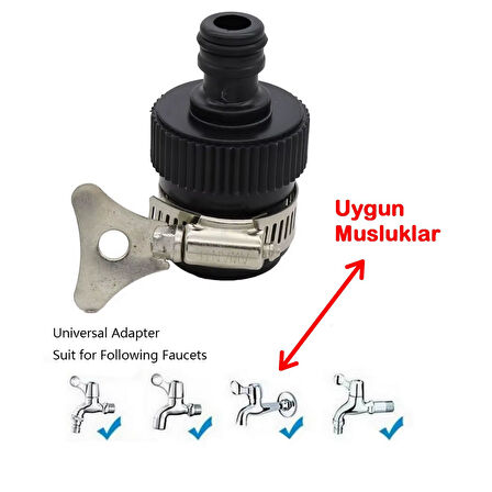 1 Adet Kelepçeli Musluk Adaptörü Musluk Başlığı  Musluk Konektörü Musluk Ucu