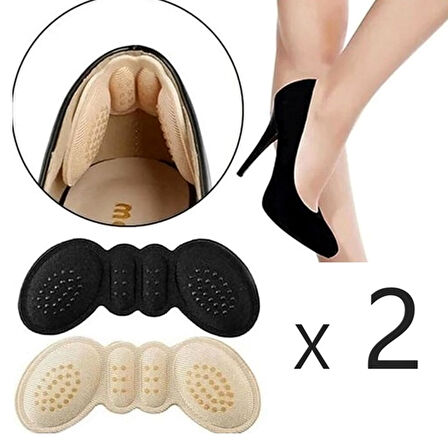 2 Çift 3 Mm Ayakkabı Topuk Vurma Ve Ayakkabı Daraltma Pedi ( Siyah+ Krem Renk) Topuk Pedi