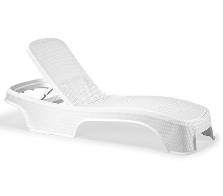 Omnipazar SY-2536 Beyaz Brezza Royal Rattan Lüks Şezlong 2'li Set 