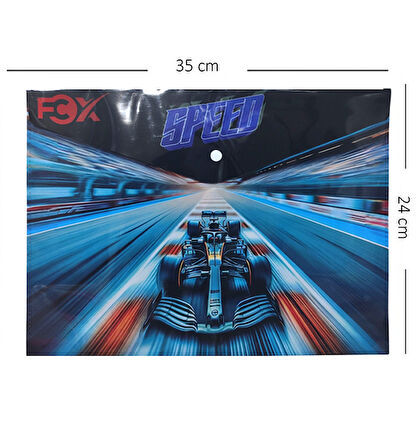 Araba Yarış Desenli Çıt Çıtlı Zarf Dosya - 1 Adet